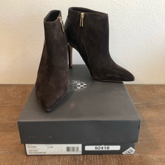 Vince Camuto Kasi Brown Suede Booties Size 8.5 - Picture 13 of 16